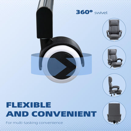 High Back Executive Computer Desk Chair with Adjustable Headrest, Reclining Back & Footrest - Dark Grey