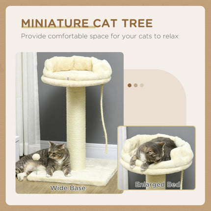 Cream Cat Tree with Sisal Wrapped Scratching Post - Cream