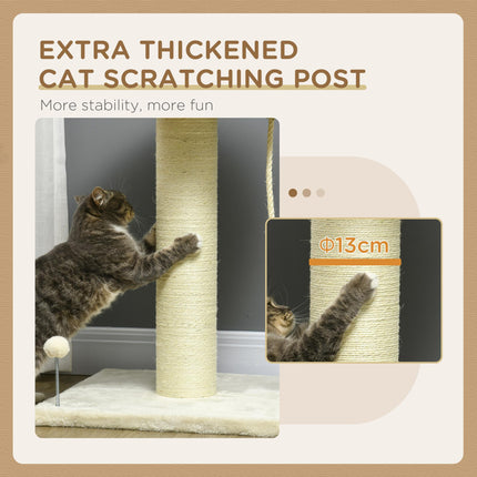 Cream Cat Tree with Sisal Wrapped Scratching Post - Cream