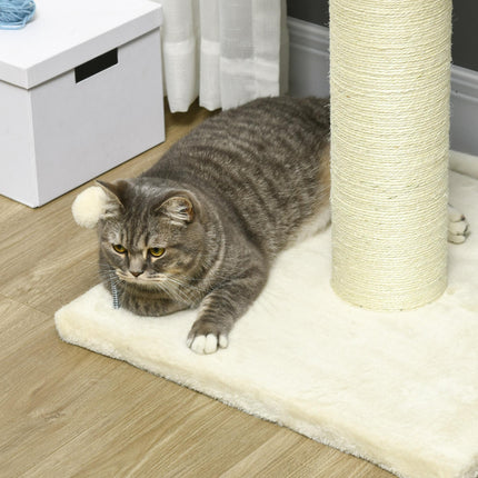 Cream Cat Tree with Sisal Wrapped Scratching Post - Cream