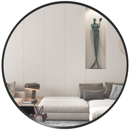 Modern Round Wall Mirror for Home Decor 61cm - Black