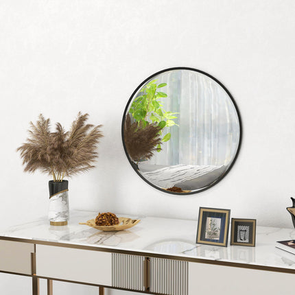 Modern Round Wall Mirror for Home Decor 61cm - Black