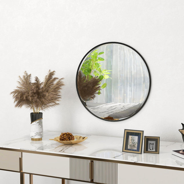 Modern Round Wall Mirror for Home Decor 61cm - Black