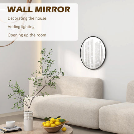 Modern Round Wall Mirror for Home Decor 61cm - Black