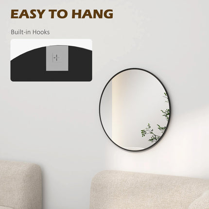 Modern Round Wall Mirror for Home Decor 61cm - Black