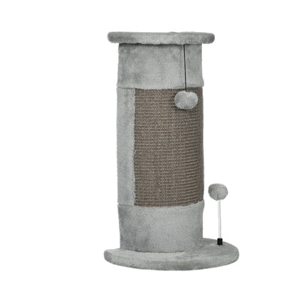 58cm Corner Cat Scratching Post with Sisal Rope and Play Balls, Plush Covered, Stable Base - Grey