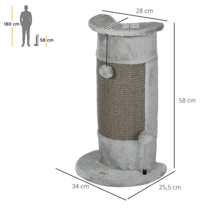 58cm Corner Cat Scratching Post with Sisal Rope and Play Balls, Plush Covered, Stable Base - Grey