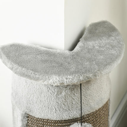 58cm Corner Cat Scratching Post with Sisal Rope and Play Balls, Plush Covered, Stable Base - Grey