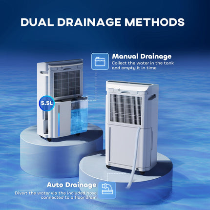 5500mL Portable Dehumidifier with Air Purifier and Timer - White