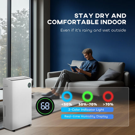 5500mL Portable Dehumidifier with Air Purifier and Timer - White