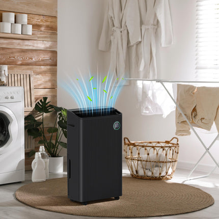 5500mL Portable Dehumidifier with Air Purifier and Timer - Black