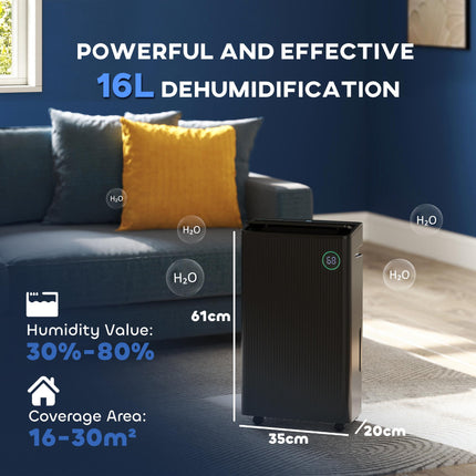 5500mL Portable Dehumidifier with Air Purifier and Timer - Black