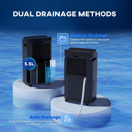 5500mL Portable Dehumidifier with Air Purifier and Timer - Black