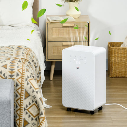 2000mL Portable Dehumidifier with Air Purifier and Timer for 12-25m² - White