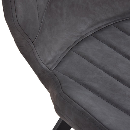 Set of 2 PU Leather Dining Chairs with Padded Seats and Steel Frame - Grey