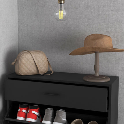 Slim Three Drawer Shoe Storage Cabinet for 12 Pairs - Black