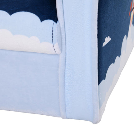 Children's Solid Wood Armchair with Rocket Design - Blue