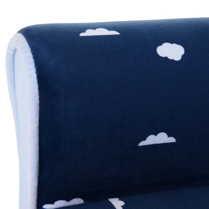 Children's Solid Wood Armchair with Rocket Design - Blue
