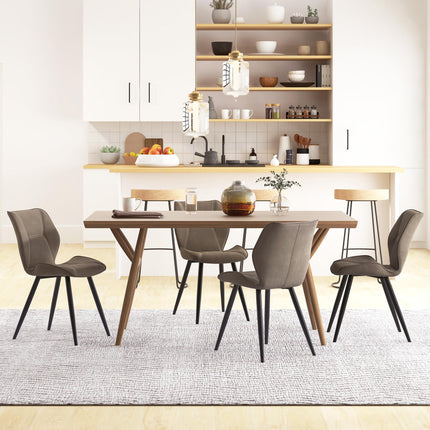 Set of 4 Racing-Style PU Leather Dining Chairs with Steel Legs and Ergonomic Back Padding - Brown