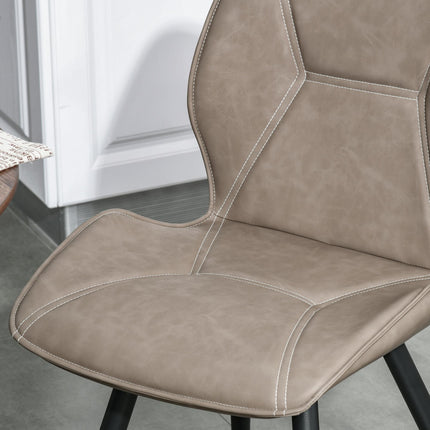 Set of 4 Racing-Style PU Leather Dining Chairs with Steel Legs and Ergonomic Back Padding - Brown