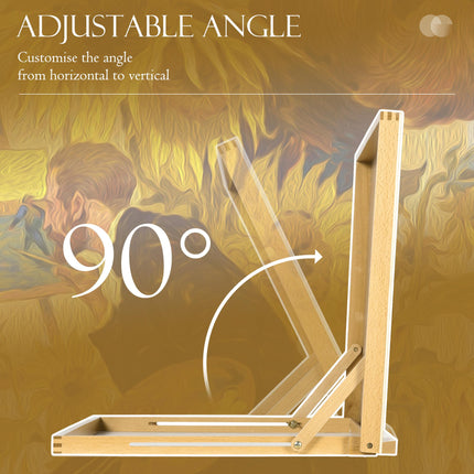 Adjustable A3 Desktop Table Easel Craft Workstation, Portable Folding Beechwood - Natural Wood Finish