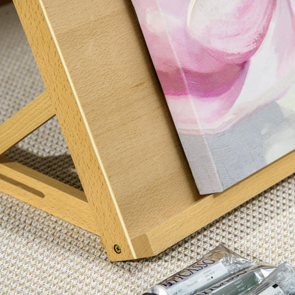 Adjustable A3 Desktop Table Easel Craft Workstation, Portable Folding Beechwood - Natural Wood Finish