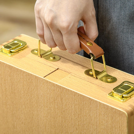 Adjustable Wooden Table Easel Box for Canvas up to 61cm with Storage - Natural Wood