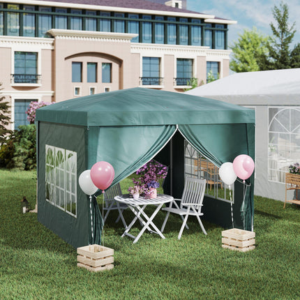 3 x 3m Pop Up Gazebo Tent with Carry Bag and Removable Walls - Green