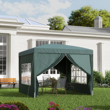 3 x 3m Pop Up Gazebo Tent with Carry Bag and Removable Walls - Green