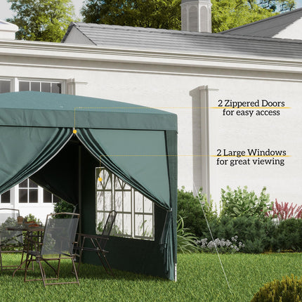 3 x 3m Pop Up Gazebo Tent with Carry Bag and Removable Walls - Green