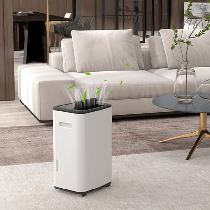 6000mL Portable Dehumidifier 20L/Day with 24H Timer & 3 Modes for Home Laundry Basement - White/Black