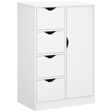 Freestanding Bathroom Cabinet with 4 Drawers & Door Cupboard for Living Room, Kitchen, Bedroom - White