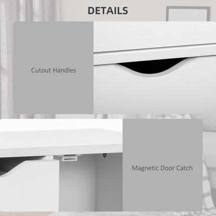 Freestanding Bathroom Cabinet with 4 Drawers & Door Cupboard for Living Room, Kitchen, Bedroom - White