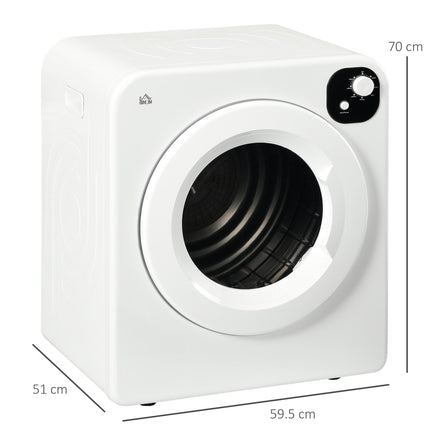6kg Vented Tumble Dryer with 7 Programmes, Freestanding, Wall Mounted & Stackable - White