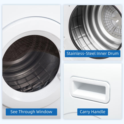 6kg Vented Tumble Dryer with 7 Programmes, Freestanding, Wall Mounted & Stackable - White
