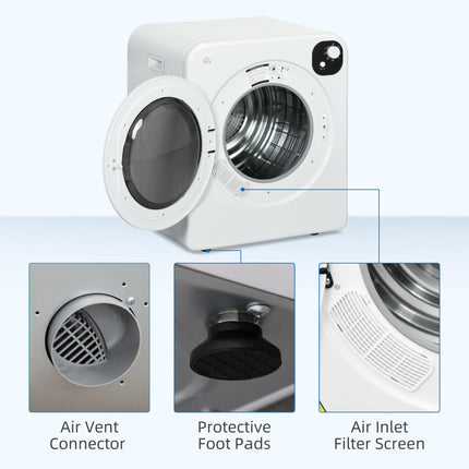 6kg Vented Tumble Dryer with 7 Programmes, Freestanding, Wall Mounted & Stackable - White