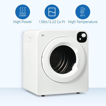 6kg Vented Tumble Dryer with 7 Programmes, Freestanding, Wall Mounted & Stackable - White