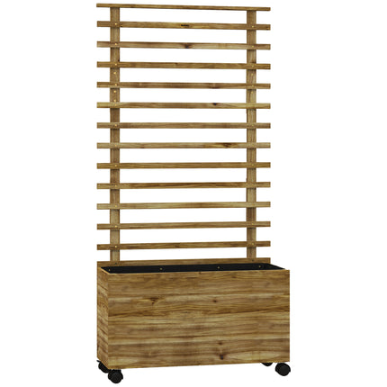 Wooden Garden Raised Bed with Trellis and Wheels 76x30cm - Natural Finish