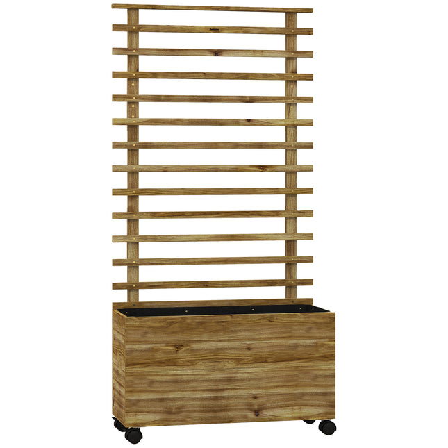 Wooden Garden Raised Bed with Trellis and Wheels 76x30cm - Natural Finish