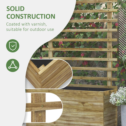 Wooden Garden Raised Bed with Trellis and Wheels 76x30cm - Natural Finish