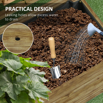 Wooden Garden Raised Bed with Trellis and Wheels 76x30cm - Natural Finish