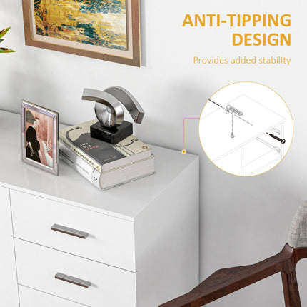 Modern Sideboard Storage Cabinet with 2 Drawers & 3 Doors, Adjustable Shelves - High Gloss White