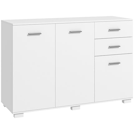 Modern Sideboard Storage Cabinet with 2 Drawers, 3 Doors & Adjustable Shelves - White