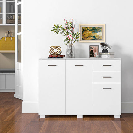 Modern Sideboard Storage Cabinet with 2 Drawers, 3 Doors & Adjustable Shelves - White