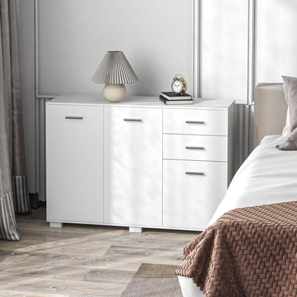 Modern Sideboard Storage Cabinet with 2 Drawers, 3 Doors & Adjustable Shelves - White