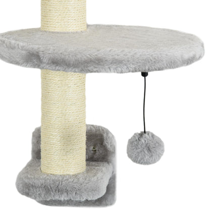 3-Piece Wall Mounted Cat Shelves with Hammock, Ladder, Scratching Post & Play Ball for Large Cats - Grey