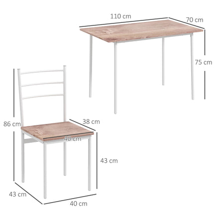 Five-Piece Compact Dining Table and Chairs Set - Brown/White