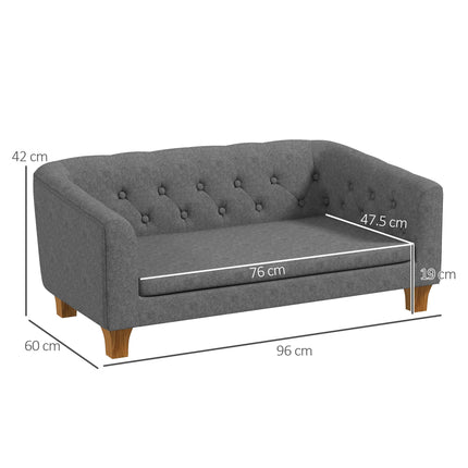 Elevated Dog Sofa Bed for Small & Medium Dogs with Removable Cushion and Anti-Slip Pads - Grey