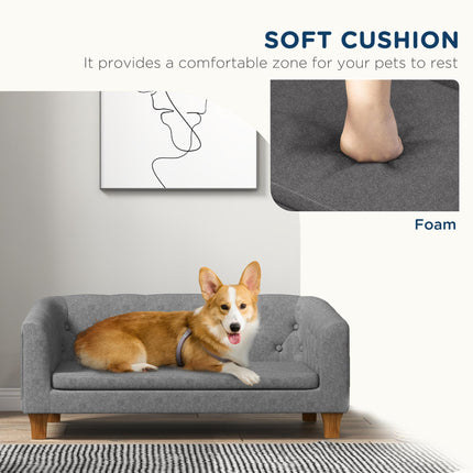 Elevated Dog Sofa Bed for Small & Medium Dogs with Removable Cushion and Anti-Slip Pads - Grey