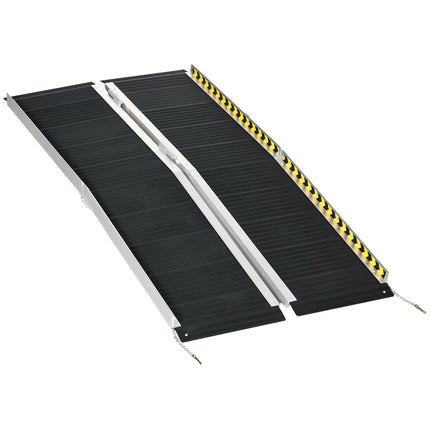 Folding Aluminium Wheelchair Ramp 152 x 73cm 272kg Capacity with Non-Skid Surface & Transition Plates - Black